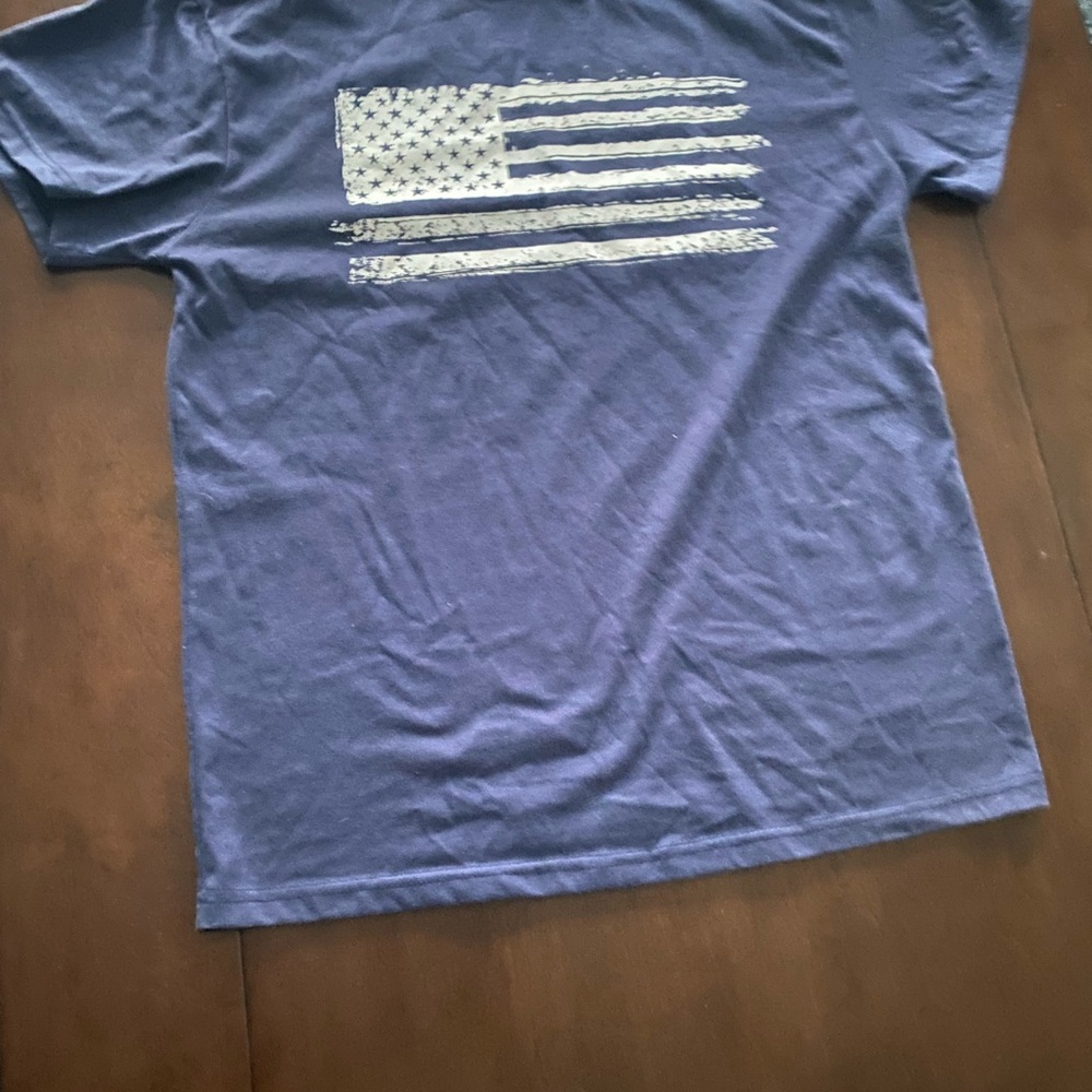 Blue T-Shirt with American Flag Design